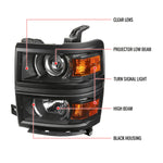 Spec-D 14-15 Silverado 1500 Projector Headlights Black/Clear