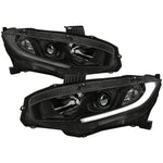 Spec-D 16-21 Honda Civic Headlights LED Strip OEM Style Black/Smoked
