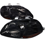 Spec-D 96-98 Honda Civic Smoked Headlights Amber Reflectors
