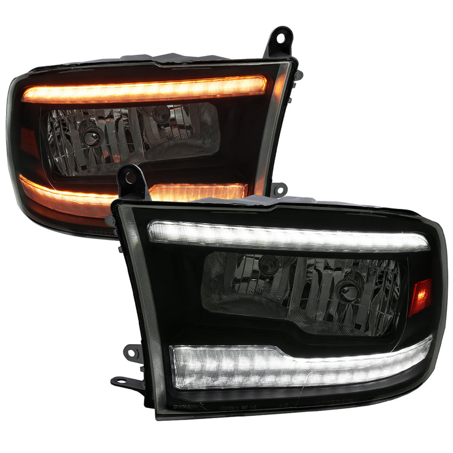 Spec-D 10-18 Dodge Ram/ 19-21 Ram Classic SEQ Bar Headlights Black
