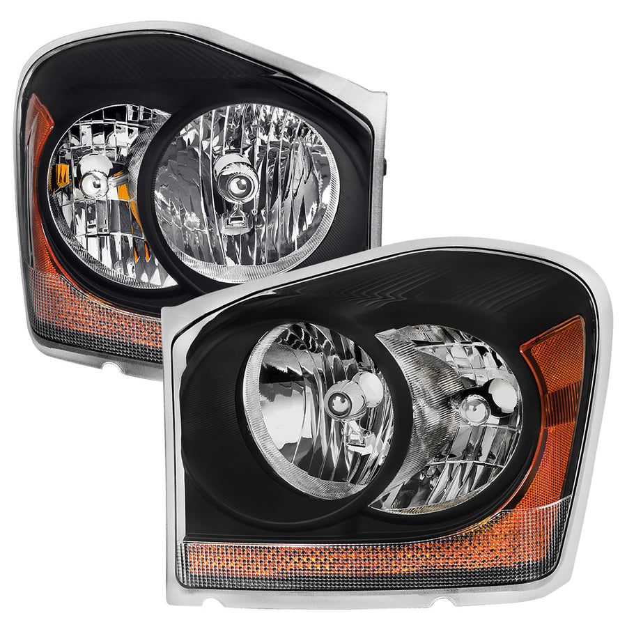 Spec-D 04-06 Dodge Durango Headlights OEM Style Black Amber