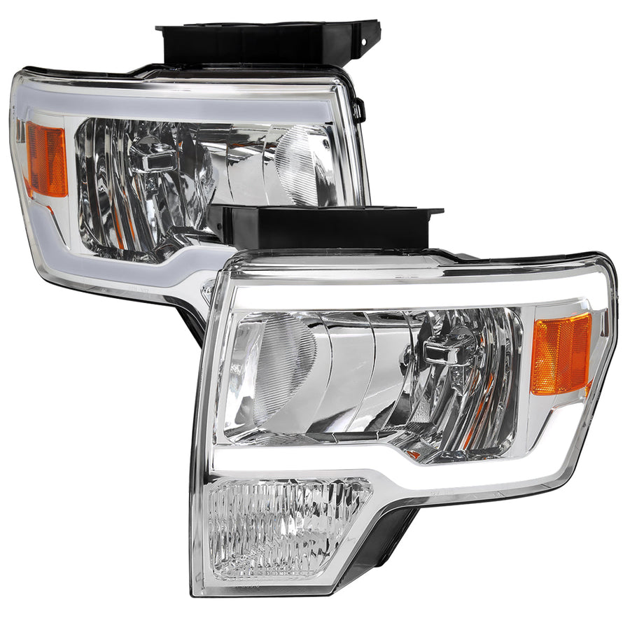 Spec-D 09-14 Ford F-150 LED Tube Headlights OEM Style Chrome