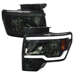 Spec-D 09-14 Ford F-150 LED Tube Headlights OEM Style Chrome/Smoked