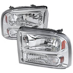 Spec-D 05-07 Ford F-250 Super Duty Headlights Chrome Amber Reflector