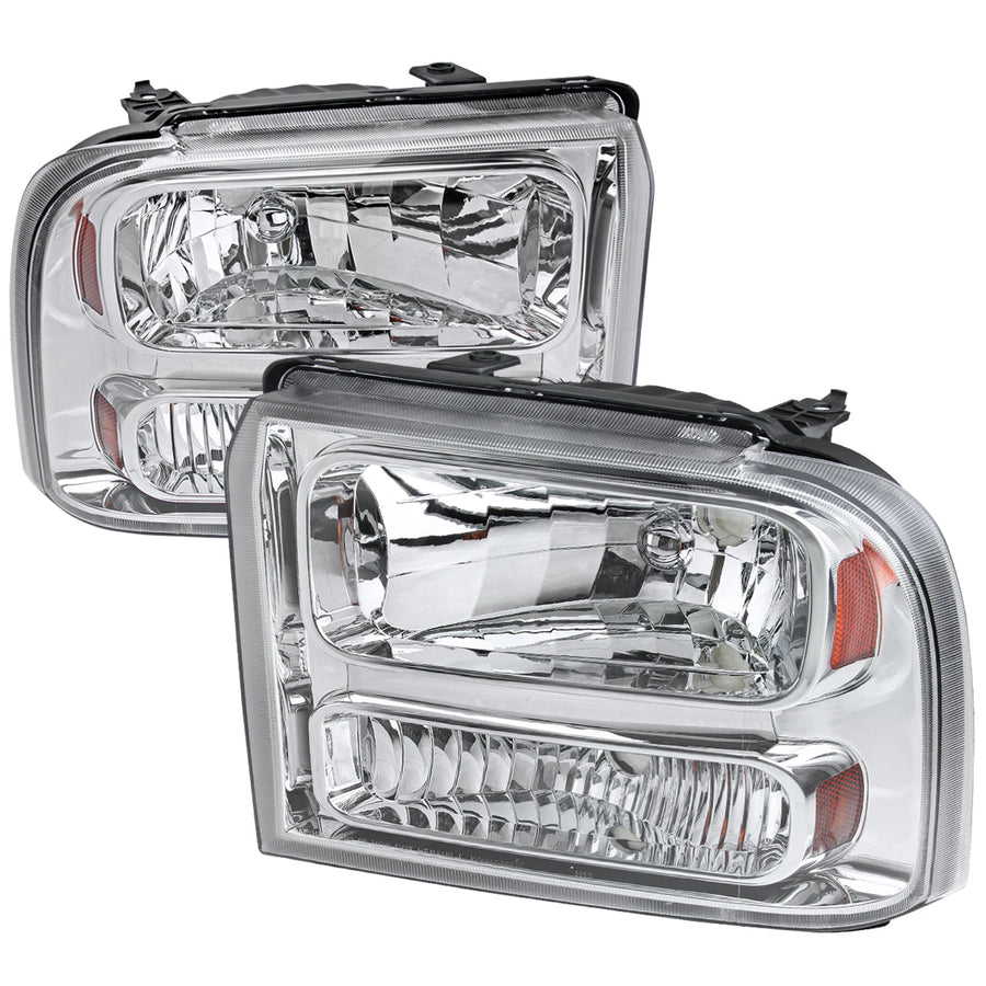 Spec-D 05-07 Ford F-250 Super Duty Headlights Chrome Amber Reflector