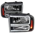 Spec-D 05-07 F250/F350/F450/F550 Super Duty Headlights OEM Style Black