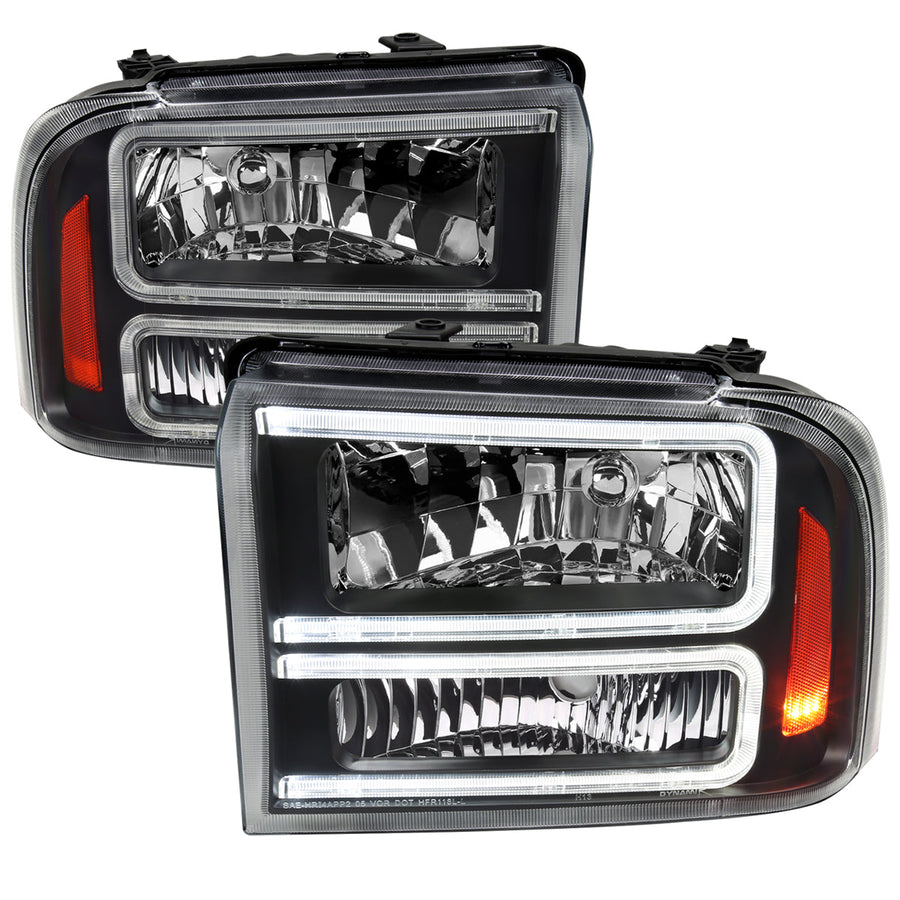 Spec-D 05-07 F250/F350/F450/F550 Super Duty Headlights OEM Style Black