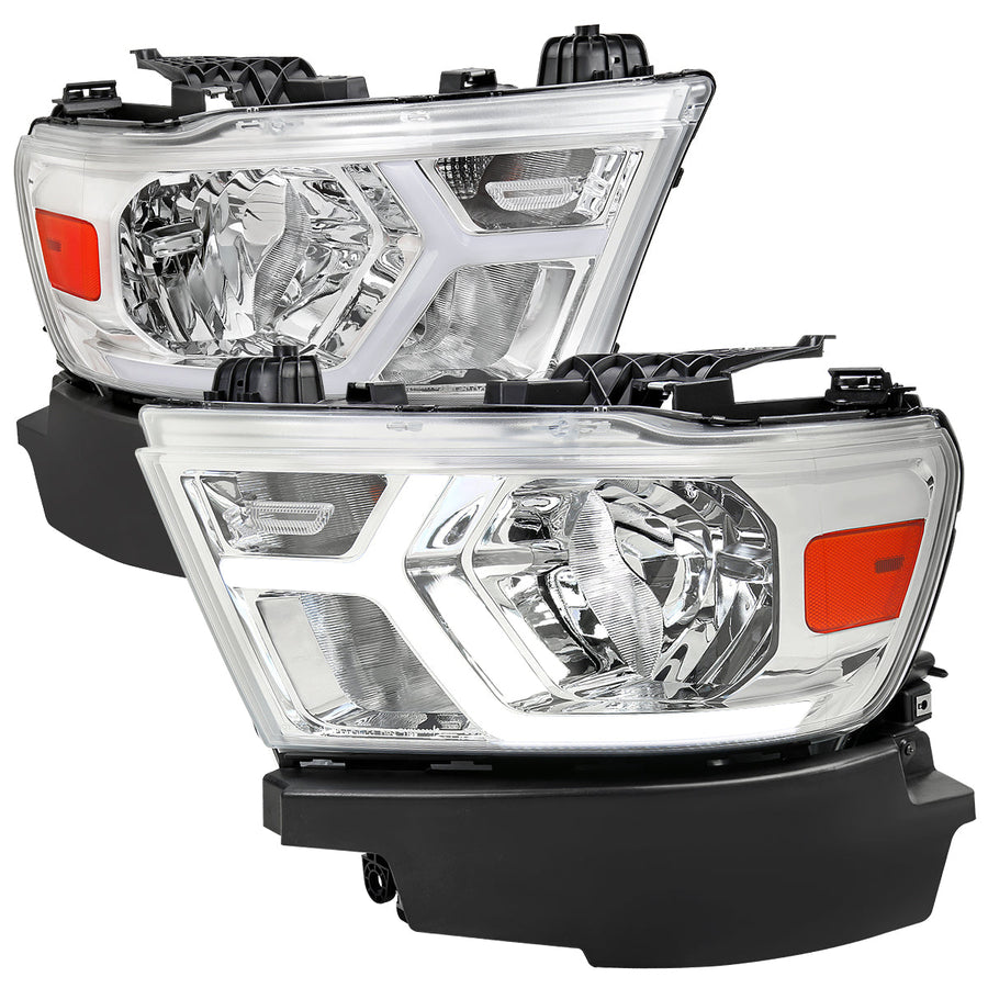 Spec-D 19-24 Ram 1500 Animated LED Bar Headlights OEM Style Chrome