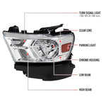 Spec-D 19-24 Ram 1500 Headlights Factory Style Chrome Amber Reflector