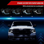Spec-D 19-24 Ram 1500 Headlights Animated LED Bar Smoked.