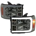 Spec-D 07-13 GMC Sierra 1500 2500HD 3500HD Headlights Light Bar Smoked
