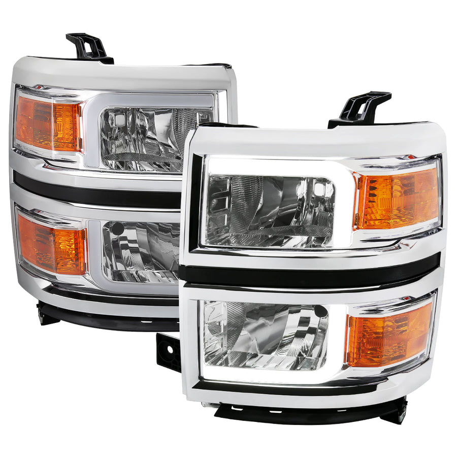Spec-D 14-15 Chevy Silverado 1500 LED Bar OE Style Headlights Chrome