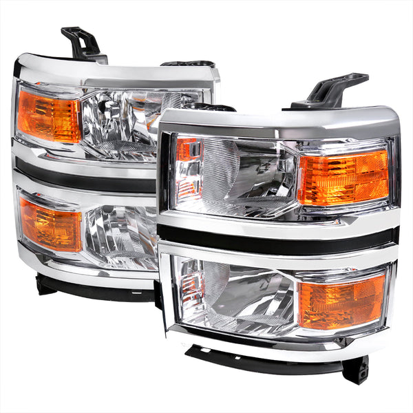 Spec-D 14-15 Chevy Silverado 1500 Headlights OEM Style Chrome
