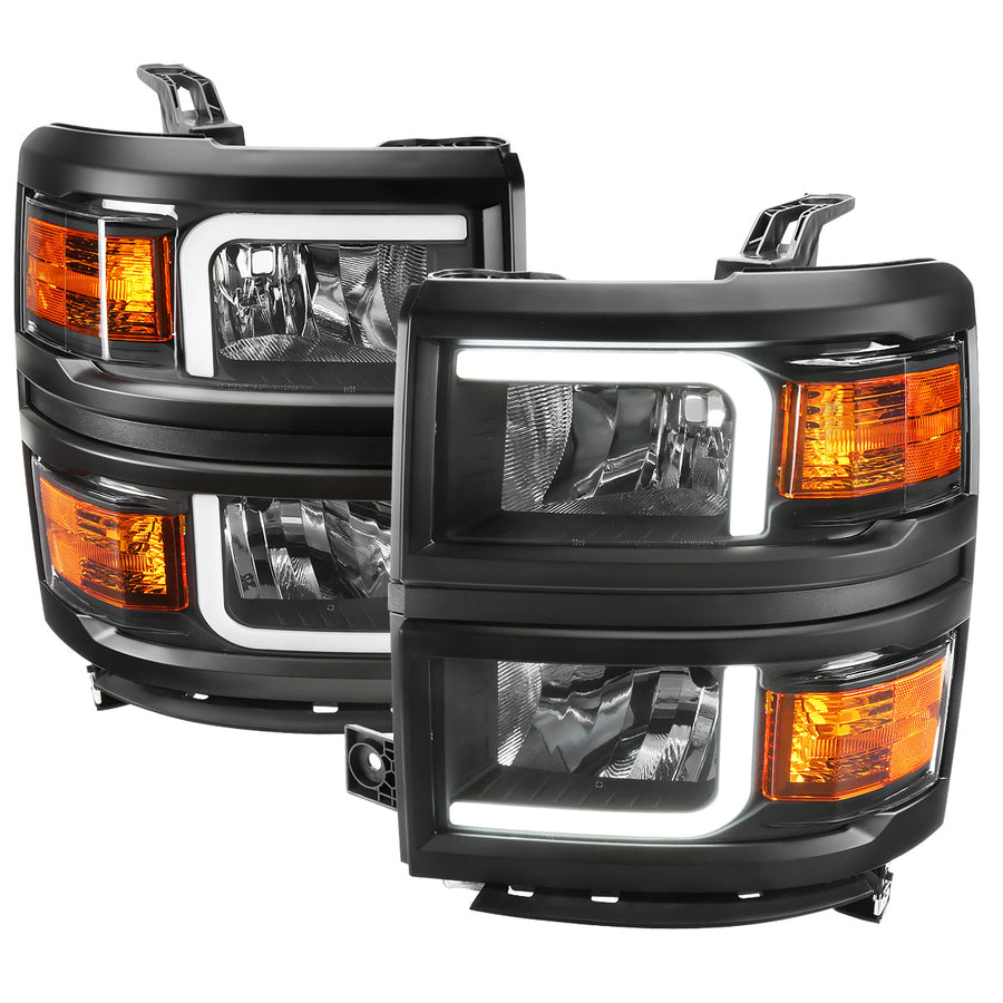Spec-D 14-15 Chevy Silverado 1500 Bar OE Style Headlights Black