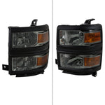 Spec-D 14-15 Chevy Silverado 1500 Headlights Chrome/Smoked Black Trim