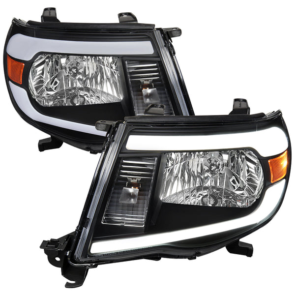 Spec-D 05-11 Tacoma Headlights LED Bar OEM Style Black