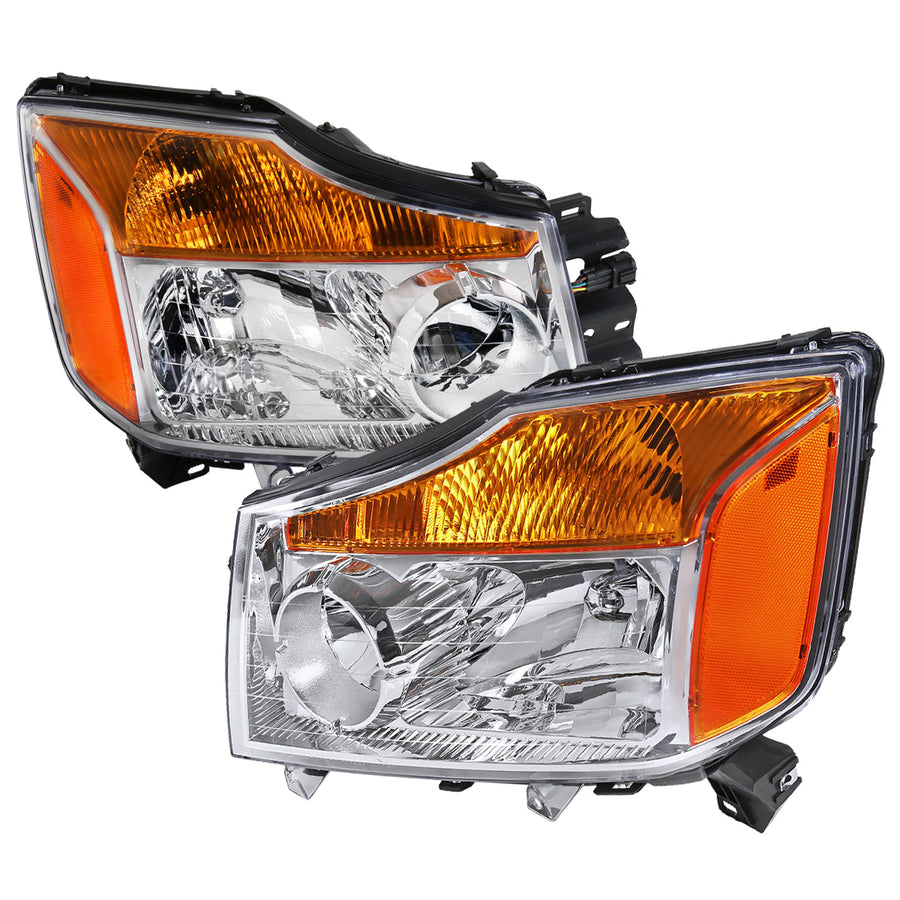 Spec-D 04-15 Nissan Titan 04-07 Armada Headlights Chrome/Clear Amber