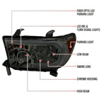 Spec-D 07-13 Tundra/08-17 Sequoia Headlights LED Tube Smoked