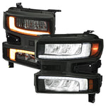 Spec-D 19-21 Silverado 1500 Pro Headlights with SEQ Turn Black/Smoked