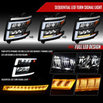 Spec-D 15-20 Chevy Tahoe Suburban Full DRL SEQ Matte Headlights Black