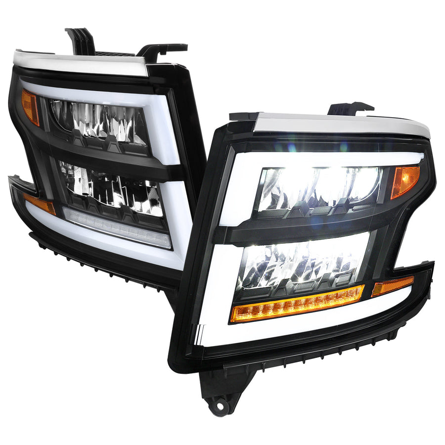 Spec-D 15-20 Chevy Tahoe Suburban Full DRL SEQ Matte Headlights Black