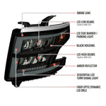 Spec-D 15-20 Chevy Tahoe Suburban Full DRL SEQ Headlights Black/Smoked