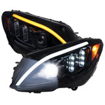 Spec-D 15-18 Mercedes C-Class W205 Headlights SEQ LED Blacl/Smoked