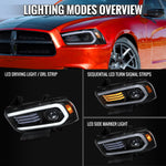Spec-D 11-14 Dodge Charger Projector Headlights Sequential Black
