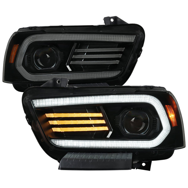 Spec-D 11-14 Dodge Charger Projector Headlight Matte Black/Smoked Lens