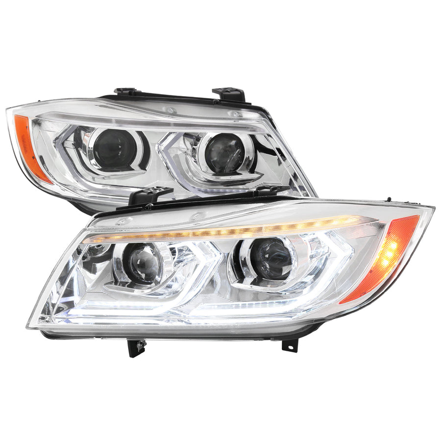 Spec-D 06-11 BMW E90 3-Series 4DR LED Projector Headlights Chrome