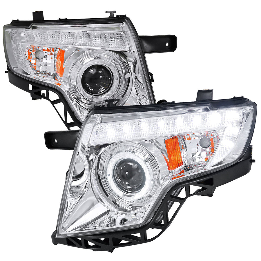 Spec-D 07-10 Ford Edge Halo Projector Headlights LED Strip Chrome