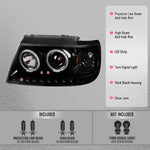 Spec-D 02-05 Ford Explorer Dual Halo Projector Headlights Strip Black