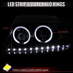 Spec-D 02-05 Ford Explorer Dual Halo Headlights Glassy Black/Smoked