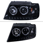 Spec-D 02-05 Ford Explorer Dual Halo Headlights Glassy Black/Smoked