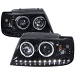 Spec-D 02-05 Ford Explorer Dual Halo Headlights Glassy Black/Smoked