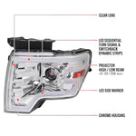 Spec-D 09-14 Ford F-150 Sequential LED Projector Headlights Chrome