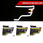 Spec-D 09-14 Ford F-150 Projector Headlights Sequetial LED Black