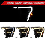 Spec-D 21-25 Ford F-150 Projector Headlights SEQ LED Bar Black