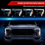 Spec-D 21-25 Ford F-150 Projector Headlights SEQ LED Bar Black