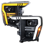 Spec-D 21-25 Ford F-150 Projector Headlights SEQ LED Bar Black