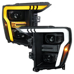 Spec-D 21-25 Ford F-150 Projector Headlights SEQ Bar Black/Smoked