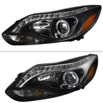 Spec-D 12-14 Ford Focus Halo Projector Headlights LED Strip Black