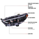 Spec-D 13-16 Ford Fusion Headlights Sequential LED Bar Black/Clear