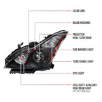 Spec-D 08-13 G37 14-15 Q60 2DR Headlights OEM Style Black/Clear