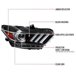 Spec-D 15-17 Mustang/18-20 Shelby Strip Xenon Pro Headlights PS Black