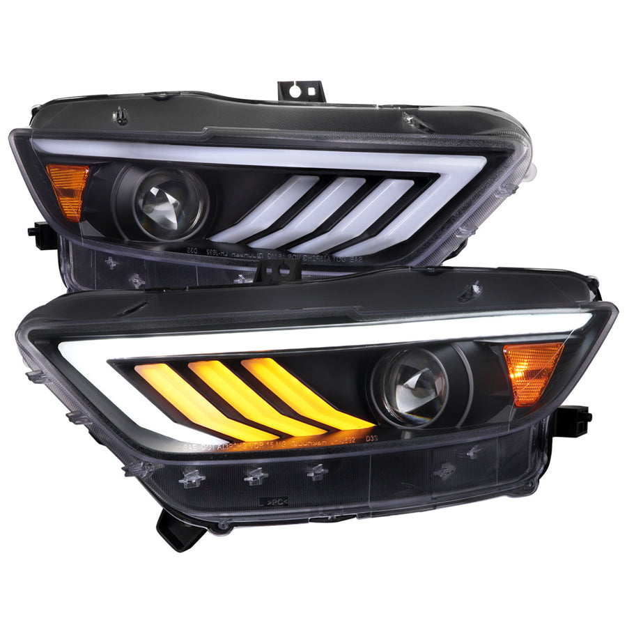 Spec-D 15-17 Ford Mustang Sequential Headlights HID-Type Matte Black