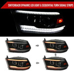Spec-D 10-18 Ram 1500/2500/3500 Headlights Switchback Sequential Smoked.