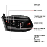 Spec-D 10-18 Ram 1500/2500/3500 Headlights Switchback Sequential Smoked.