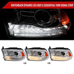 Spec-D 13-18 Ram 1500 2500 3500 SEQ Bar Projector Headlights Chrome