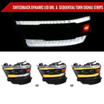 Spec-D 19-24 Ram 1500 Projector Headlights Sequential LED Black